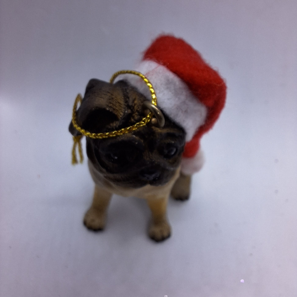 Dog With‎ Santa Hat Ornament